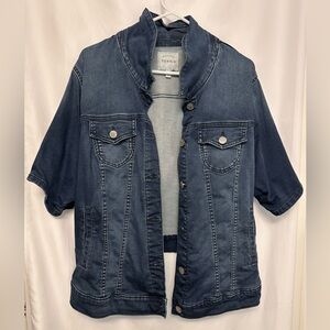 Torrid Dark Blue Denim Jacket Size 3 Jean Jacket Short Sleeve Open Front